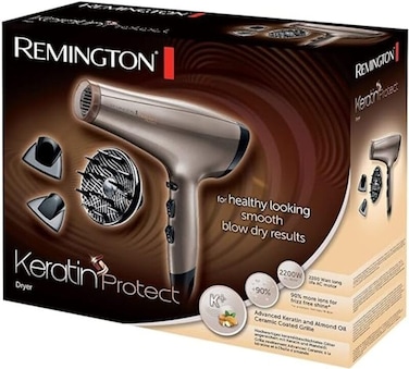 Remington AC8002 Keratin Protect Hair Dryer 2200W, Healthy Looking Smooth Blow Dry Results