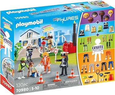 Playmobil 70980 My Figures: Rescue playset for children 4 Years+, Police, Fire And Medical playset, Water Toy, Great Gift For Children, Collectible Mix And Match Figures