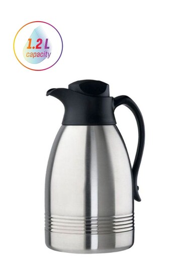 Auberge Vacuum Flask – Silver/Black, Stylish & Insulated for All-Day Use