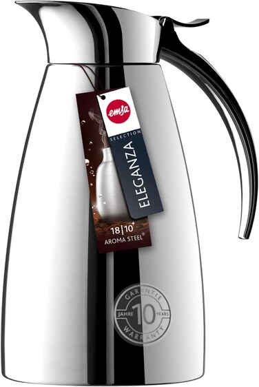 Emsa Eleganza 502488 Vacuum Flask &ndash; 0.6L, Stainless Steel, Dishwasher Safe