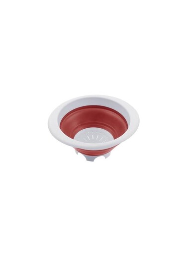 Foldable Sink Colander – Round, 27 cm, Red & White, Space-Saving Kitchen Strainer