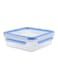 Square Clip and Close Food Container – 850ml, Clear/Blue, Airtight & Leakproof