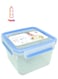 Clip and Close Square Food Storage Container with Lid &ndash; Clear/Blue, Airtight &amp; Leak-Proof