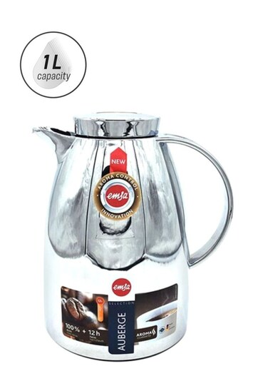 Aroma Control Vacuum Flask – Silver/White, 1 Liter, Insulated Thermal Bottle for Hot & Cold Drinks