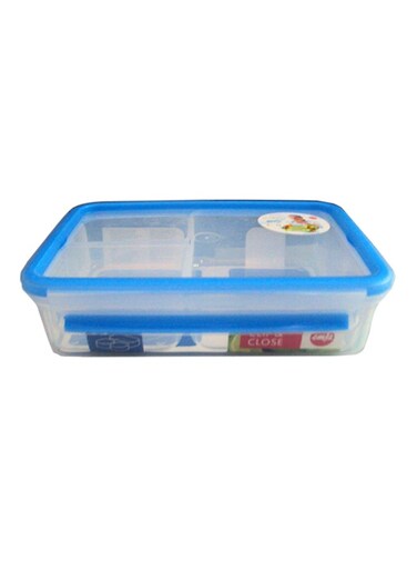 Rectangular Food Saver Container with Inner Box &ndash; Clear/Blue, Airtight &amp; Stackable Design