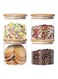 4-Piece Glass Jar With Bamboo Lid Clear/Beige
