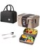 Box, Leakproof Lunchbox, Food Storage Box, Stainless Steel Lunch Box, Leakproof Bento Box, for Adults Kids Teens (Beige)