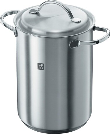 Zwilling TWIN Specials 16 cm Pasta Pot. 3ply Base. Scratch resistant 18/10 Stainless Steel body. Integrated mesh basket. For all hob types. Ergonomic stay-cool handles.