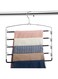 Hangers Non Slip 3 Pack Space Saving Hangers Multi-Layer Swing Arm Pants Hanger Stainless Steel Space Saver Hangers for Pants Jeans Scarf Trouser Tie Towel Clothes (Black)