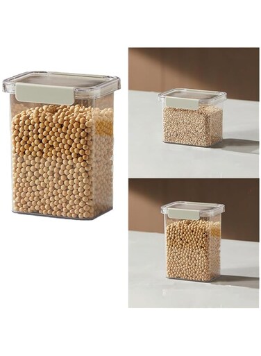 2Pcs Food Storage Containers, Glass Jars with Stacking Airtight Lids, Space-Saving Tubs for Organising Cereals, Nuts, Pasta, Rice Tea Milk Powder Jar, BPA Free Lunch Snack Box Kitchen Organiser