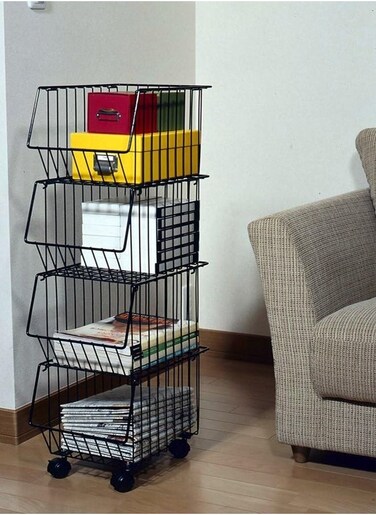 Multi-Tiers Moveable Portable Open Air Design Kitchen Vegetable and Fruits Household Items Storage Rack 41x29x83 Centimeter