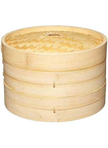 Li Ying Handmade Bamboo 2 Tier Steamer with Lid, 10in