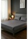 Cotton 3-Piece Microfiber Double Fitted Sheet Set &acirc;&euro;&ldquo; Dark Gray- Striped 150 x 200 cm with Full Elastic &amp; 2 Pillowcase
