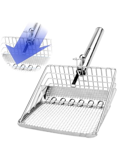 KASTWAVE Cat Litter Scoop, Stainless Steel Cat Litter Scoop, Poop Scoop, Poop Sifting, Kitten Pooper Lifter, Litter Box Scooper-Suitable for Litter Box (Can be Pushed and Pulled)