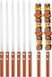 ECVV 6 Pcs BBQ Skewers Set, 19 inch Turkish Skewers with Wooden Handle, Stainless Steel Kebab Skewers, for Koobideh Kebab, Turkish Style BBQ