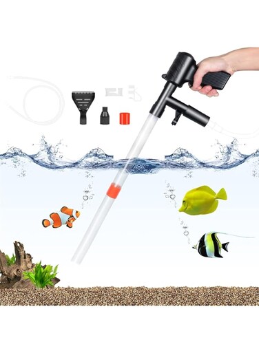 Excefore Fish Tank Aquarium Gravel Cleaner, Quick Air-Pressing Water Exchanger Adjustable Water Flow, Fish Tank Sand Vacuum Cleaner Kit with Fish Tank Net for Water Changing and Filter Gravel Cleaning