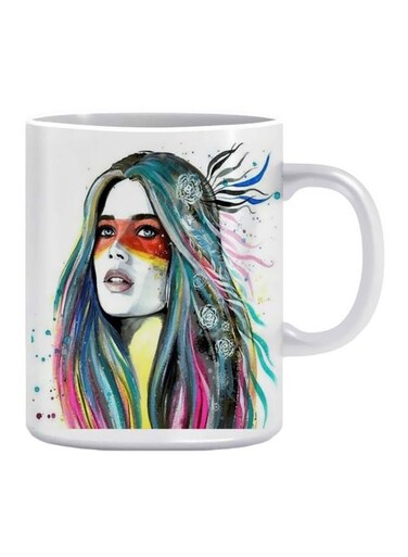 Print Printed Ceramic Mug White/Green/Red