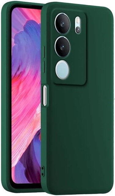 Vivo Y19s Liquid Silicon Case, Soft Microfiber Lining Cushion Slim Shell Shockproof Protective Soft Gel Rubber Matte Finish Cover Camera Protection Case for Vivo Y19S 2024 (Green)