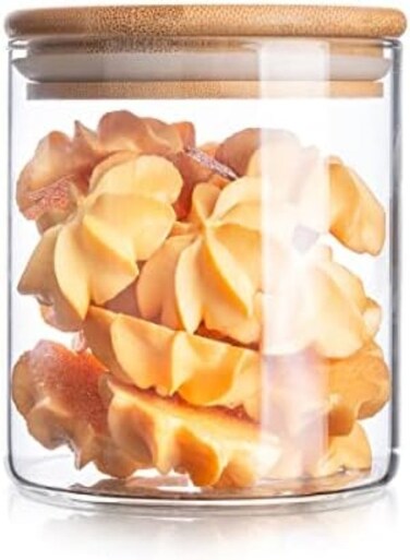 AKDC  Glass Jar With Bamboo Lid, 680 Ml Capacity