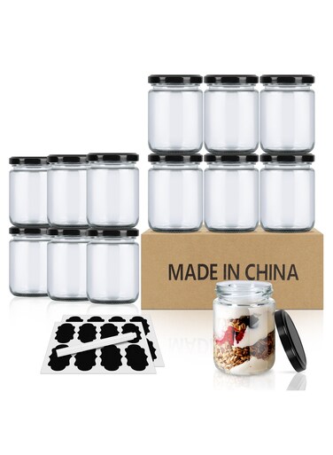 12 Pack 8oz Glass Jars with Airtight Lids &acirc;&euro;&ldquo; Small Empty Jars for Candle Making, Spices, Honey, Jam, Candy, Cookies, Pudding, Yogurt, Dessert &acirc;&euro;&ldquo; Reusable Storage Containers for Kitchen
