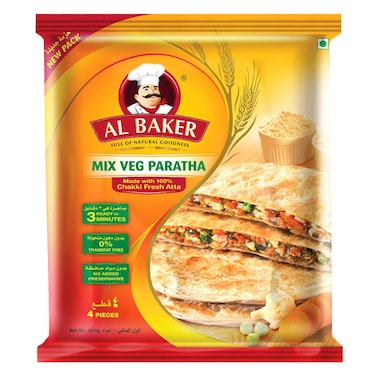 Al Baker, Frozen Mixed Vegetable Paratha, 400g