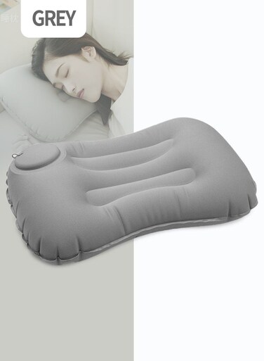 Inflatable Head and Lumbar Pillow, Soft Folding Pillow, Inflatable Travel Pillow with Built-in Pump, Head Support Pillow for Sleeping and Resting on Planes, Trains, Offices, Camping, Traveling