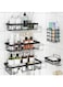 Tazweeq Shower Trolley, 5-Pack Shower Organizer, Adhesive Shower Caddy for Indoor Shower, Large Capacity, Durable Stainless Steel Bathroom Shower Caddy, Black