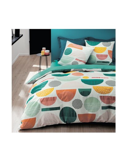 Design 3 Piece 100% Cotton King Size Printed Duvet Cover Set Graphic Multicolour 1 Duvet Cover 240x200 cm + 2 Pillow Covers 50x80 cm
