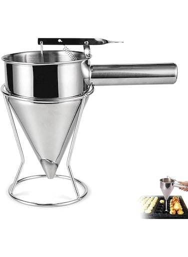 eWINNER Stainless Steel Donut, Cupcake Batter Dispenser Funnel (Silver)