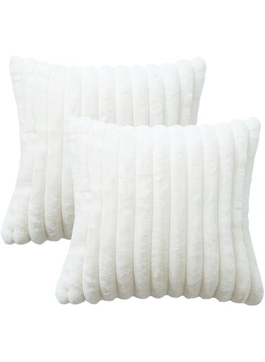 DTREEL Faux Fur Plush Throw Pillow Covers 18x18 Set of 2, DT-1610