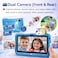 Modio M71 Kids Tablet 7 Inch HD Display, 6GB RAM + 128GB ROM, Dual Camera, 3000mAh Battery, Shockproof Unicorn Case with Stylus &amp; Accessories &ndash; Blue (Blue)