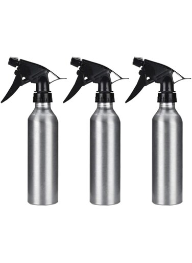 Mobestech Aluminium Alloy Refillable Water Sprayer Bottle (300ml, Silver) - 3 Pieces
