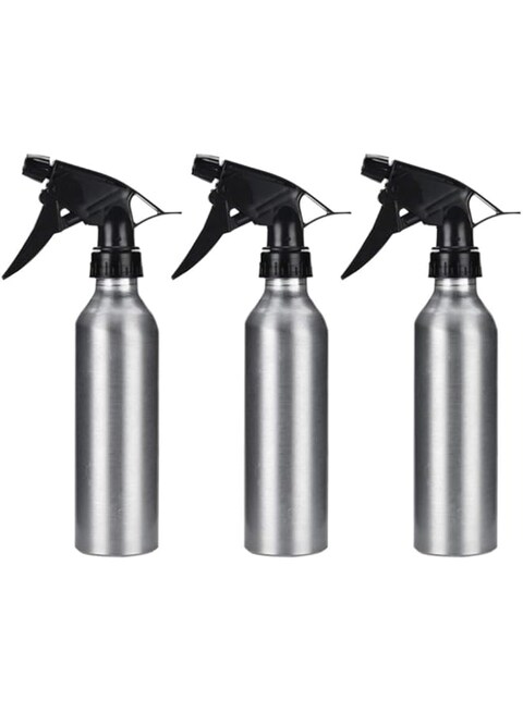 Mobestech Aluminium Alloy Refillable Water Sprayer Bottle (300ml, Silver) - 3 Pieces