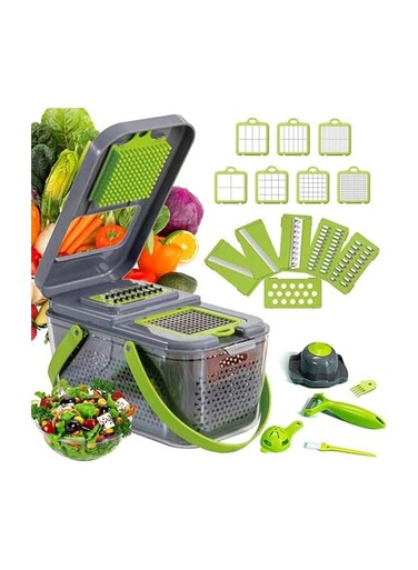 Chopper, 22-in-1 Kitchen Mandoline with Storage Baskets and Carrying Handle, Vegetable Slicer Food Chopper for Onion Veg Garlic Potato Salad Mini Dicer Chopper Cutter