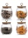 Airtight Glass Jars Set of 4,Glass Coffee Nuts Canister with Bamboo Lid,Petal Decorative Coffee Storage Container (Oval)