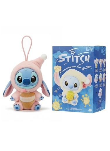 Stitch Figure Keychain Plush Doll 18cm - Cute Vinyl Face Stuffed Animal With Pink Hood &amp; Mango, Disney Lilo &amp; Stitch Surprise Box Series Bag Charm, Soft Hanging Toy Gift For Girls &amp; Kids Birthday Eid