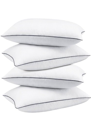 4 Piece Pack Prime Single Piping Pillow With Black Line Microfiber 50x70cm Made in Uae
