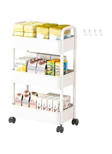Beauenty Multi Layer Storage Rack,Plastic Storage Cart With Universal Wheels,Space Saving Multifunctional Storage Carts (3 Layers)