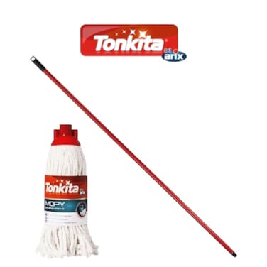 Tonkita Mopy Floorwashing Cotton Mop with Stick - Achieve Spotless Floors with Superior Absorbency and Durability