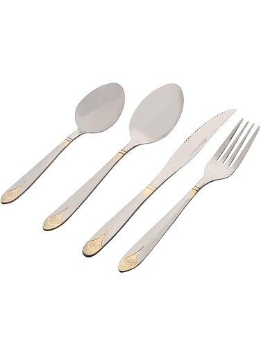 RoyalFord Royal Cutlery Set, 24 Pcs, Stainless Steel Spoon, RF10314 Cutlery Set for 6 People Spoon, Knife and Fork Sets Ideal for Home/Party/Restaurant Mirror Polished, Dishwasher Safe, Multicolor