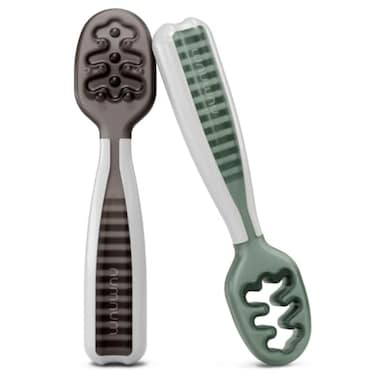 Numnum Pre-Spoon Gootensils, Dual-Stage Set (Gray/Green)