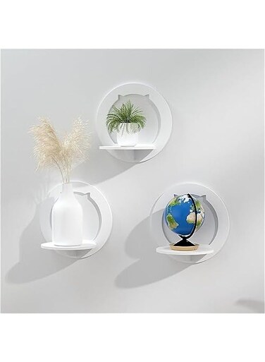 3-Piece Wall Floating Shelves Set - Easy to Assemble - 29x29x18cm - White PVC - Practical and Decorative - Perfect for Children's Room, Living Room, Bedroom, and More