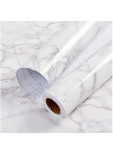 practicalWs Marble Paper Granite Gray/White Roll Kitchen Countertop Cabinet Furniture is Renovated Thick PVC Easy to Remove Without Leaving Glue Upgrade (17.71" x 196.8")