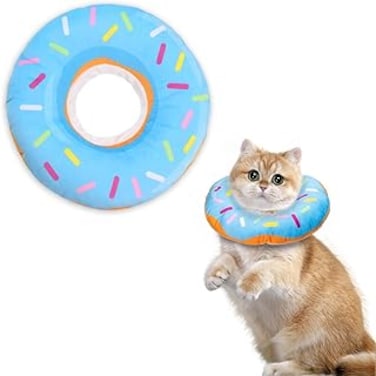 Joyzzz Adjustable Cat Cone Collar, Donut Pet Recovery Collar for Wound Healing, Cat Cone Collar Soft to Prevent Licking After Surgery, Cute Cat Cone Collar for Puppies and Kittens