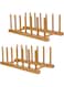 SAMEBUTECO Bamboo Wooden Dish Racks Plate Stand Holder Vertical Drainer Kitchen Cabinet Organizer for Dish, Pots, Lids, Bowls, Cups, and Cutting Boards and Books(2 Packs)