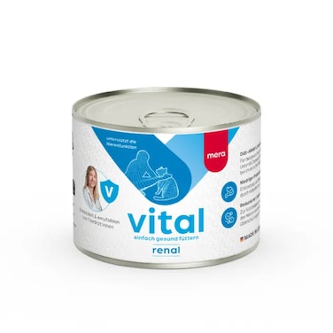 MeraVital Renal Cat Wet Food &ndash; Kidney Support for Cats with Renal Disease, Easily Digestible, Low Phosphorus, Immune Boost &amp; Anti-Inflammatory Diet 200g