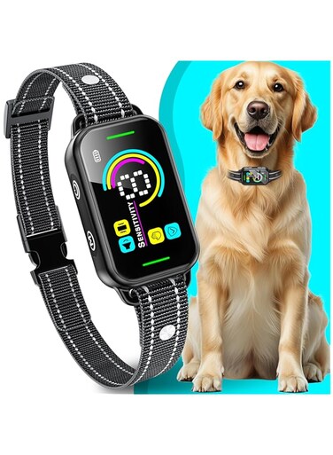 DINJOO Dog Bark Collar, Bark Collar for Large Medium Small Dogs,Smart Bark Collar,Rechargeable Anti Barking Training Collar with 8 Adjustable Sensitivity,Bark Shock Collar with Beep Vibration Shock