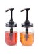 GMEPOCH Mason Jar Syrup Honey Sauce Dispenser Pump Lids with 16 OZ Jar (2 Pack) Kitchen Food Grade Coffee Syrup Dispenser Pump Bottle, Airtight &amp; Leak-Proof