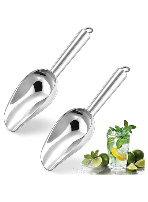 Herogo 3oz Mini ice Scoop Set of 2, Small Stainless Steel Scooper for Candy/Flour/Bean/Pet Food/ Ice Cube, Metal Utility Scoops for Kitchen Bar Party Wedding, Dishwasher Safe &amp; Heavy Duty