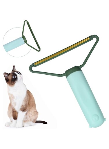 Cxqbsmy Pet Hair Remover, Portable 2 in 1 Pet Hair Wool Coat Remover, Y-Shaped Clothing Long and Short Hair Scraper with Two Blade Heads, Reusable Lint Shaver Scraper for Clothes and Couch(Green)